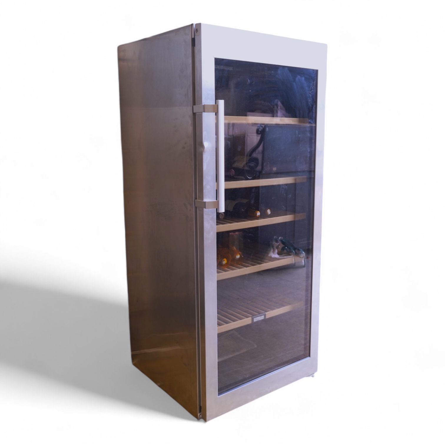 A Liebherr stainless steel wine storage cooler